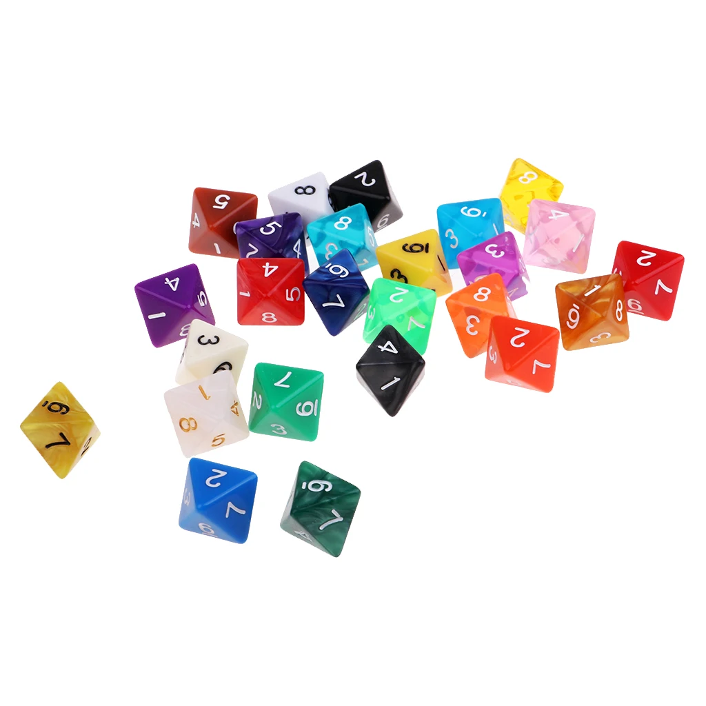 25Pcs D8 8-Sided Dices Table Board Game Toys for Dungeons & Dragons TRPG MTG Party Role Playing Accessory