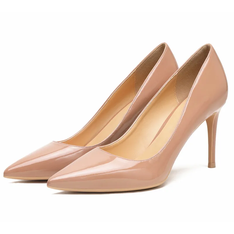 patent leather nude shoes