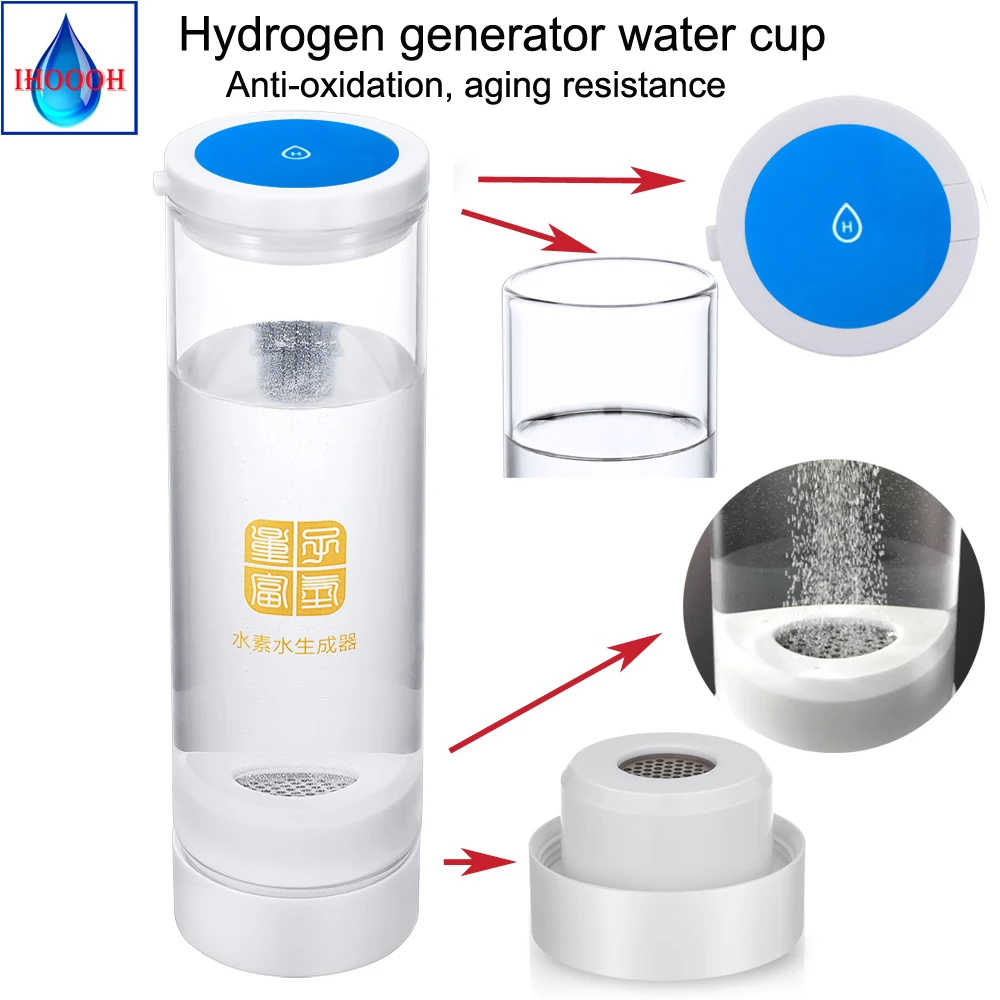 

IHOOOH Anti-Aging Hydrogen Rich water generator Non-threaded cup mouth leak proof water ionizer Hydrogen and oxygen separation