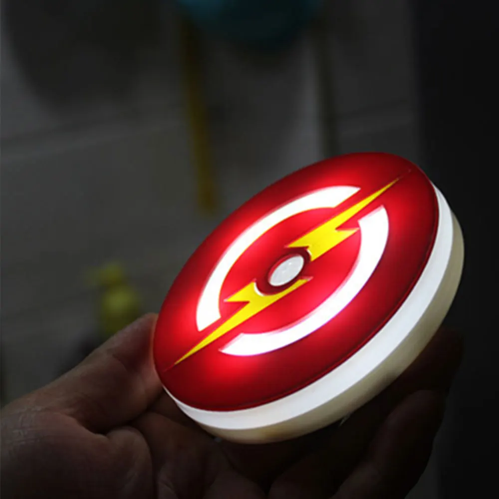 Инфракрасный датчик движения Ночной светильник светодиодный PIR датчик настенный светильник Капитан Америка IronmanSpiderman Lampara для детской прикроватной спальни