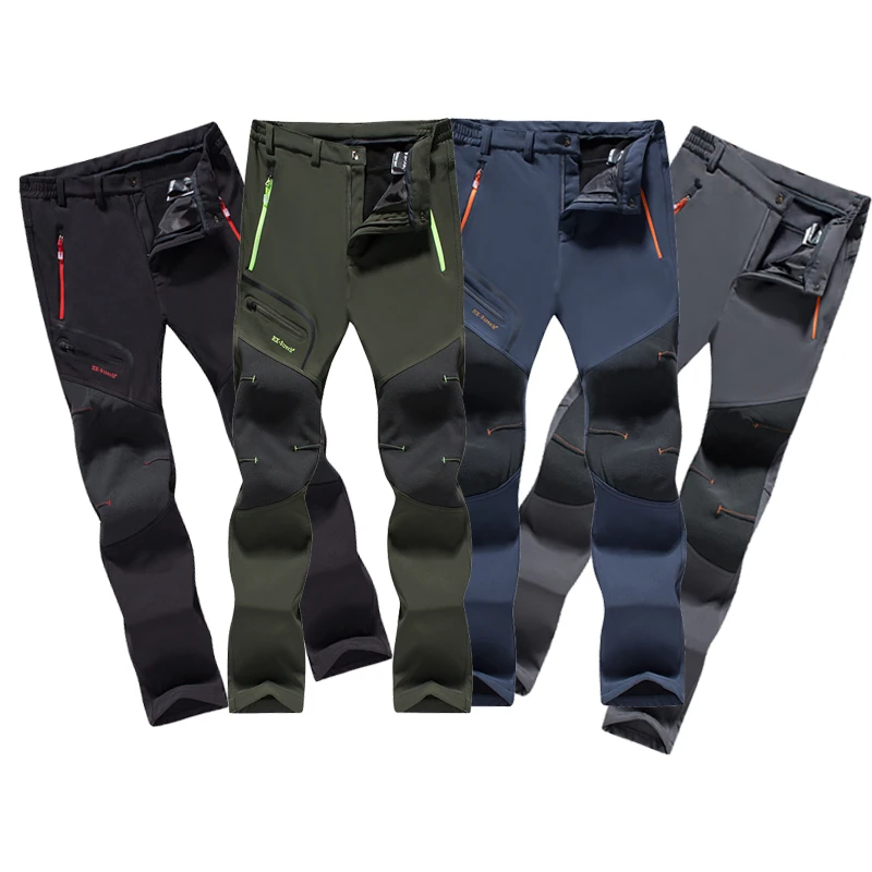 Térmica de las mujeres de los hombres de lana de invierno Softshell pantalones de senderismo hombres impermeable al aire libre Pantalones de deporte, Camping senderismo ciclismo pantalones de esquí
