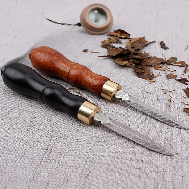 

XMT-HOME stainless steel puer tea knife needle engraved pattern tea knives 2pc