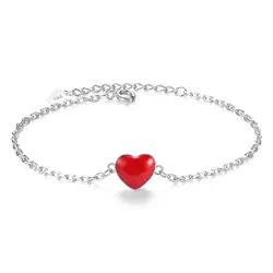 100% стерлингового серебра 925 Романтический красный «любящее сердце» ladies'bracelets ювелирных оптовых не исчезают браслет свадебный подарок