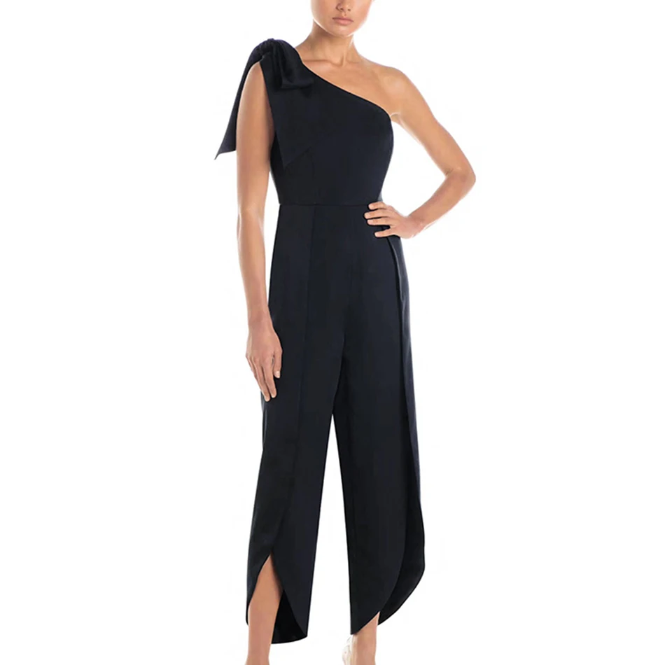

Seamyla 2019 New Elegant Jumpsuits One Shoulder Summer Women Jumpsuit Black Runway Overalls Sexy Club Celeberity Party Jumpsuits