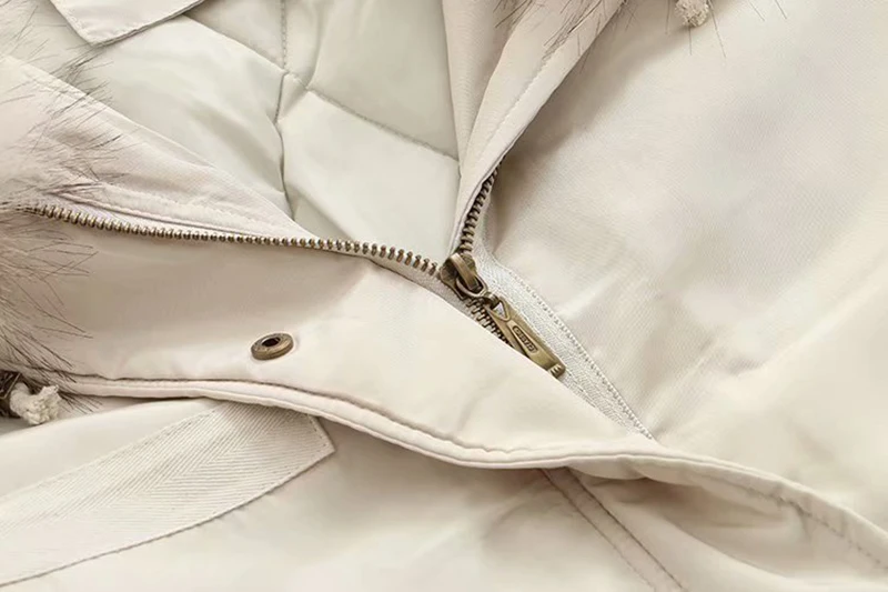 Capuchon Grande rembourré noir Femmes Manteau Grand À Parkas Lâche De D'hiver Coton Beige gris Fourrure Chaud Automne Long Taille Col Survêtement PgwTpBqw