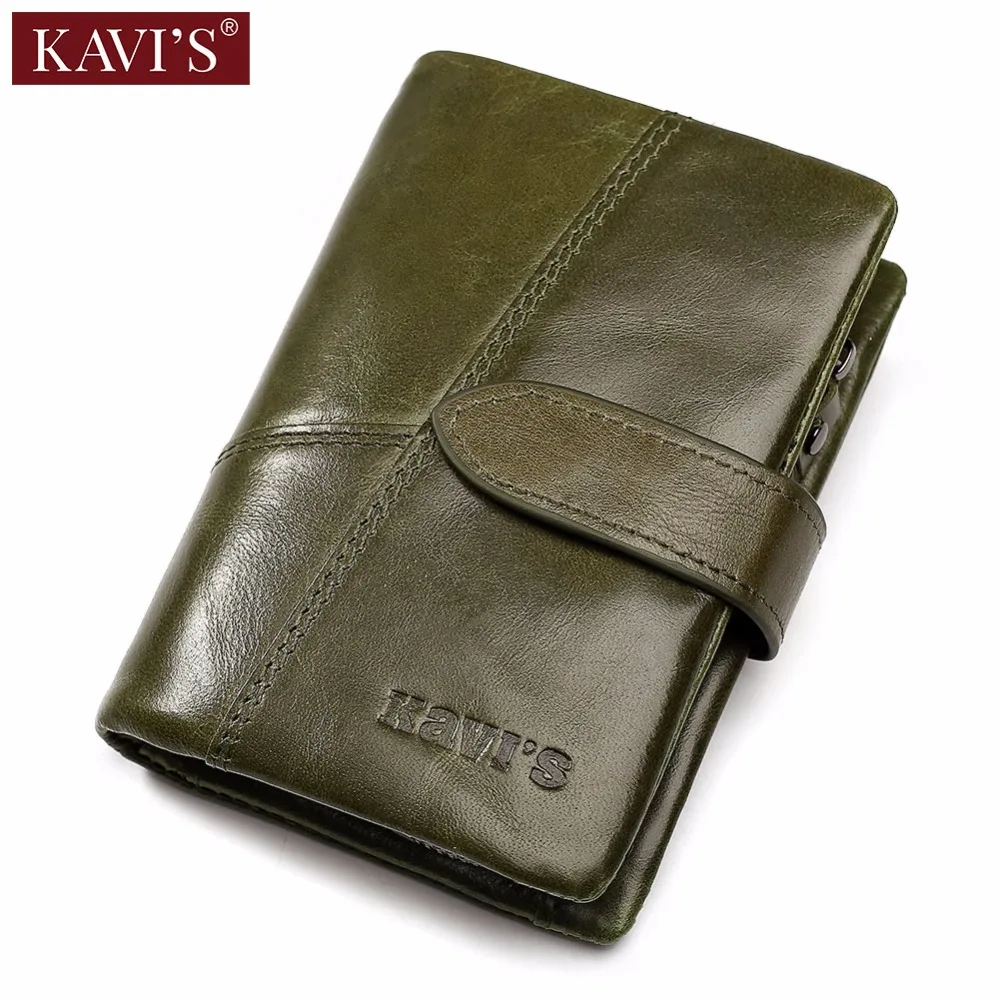 

KAVIS Women Wallet Female Genuine Leather Coin Purse Small Walet Portomonee Money Green Color Zipper Perse Card Holder or Perse