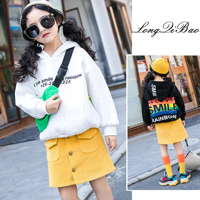 

Homemade models girls printed letters hooded sweater autumn 2018 new Korean version of the tide children loose jacket