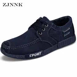 ZJNNK на шнуровке из потертой джинсовой ткани Мужская модная обувь низкая цена дышащая повседневная обувь легко сочетаются популярные