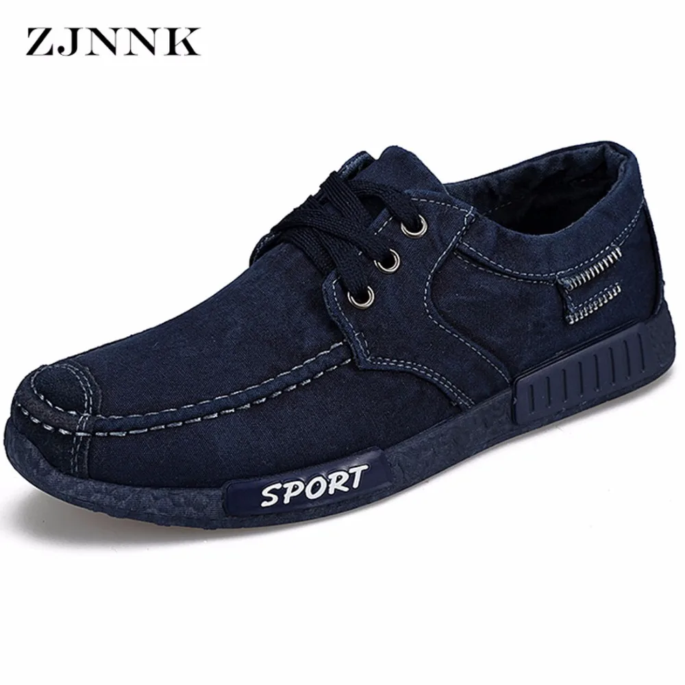 ZJNNK Lace Up Washed Denim Men Fashion 