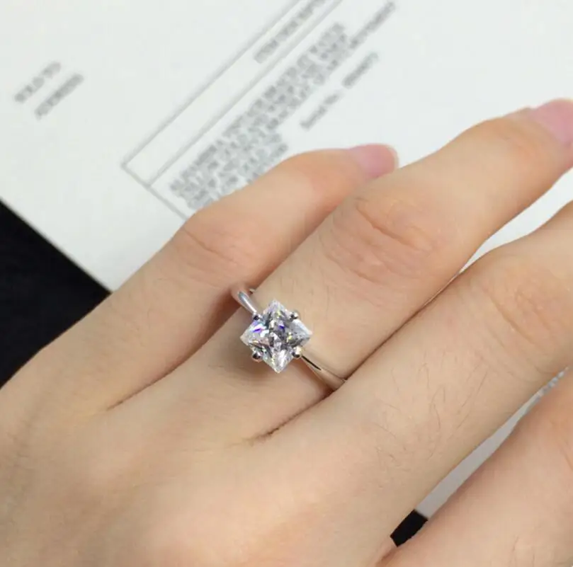 

1 Carat Sterling Silver Princess Diamant 925 Ring Fashion Engagement S925 Ring (MA)