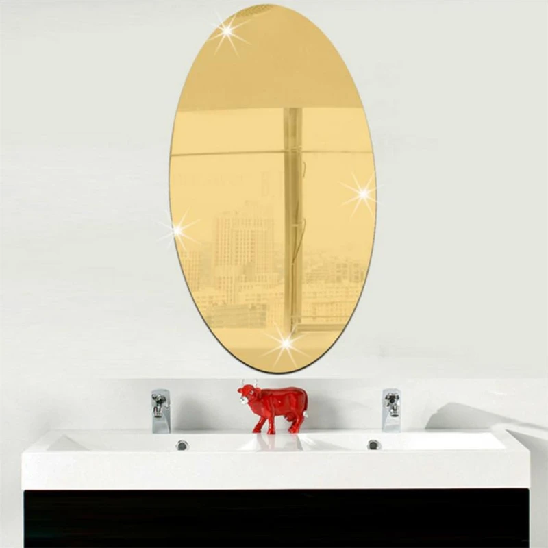 Mirror Wall Sticker Oval Self Adhesive Room Decor Stick On Art Decor1