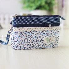 Женская косметичка из хлопка с цветочным узором в горошек, женская косметичка, органайзер для макияжа, женская маленькая сумочка для телефона, bolsa feminina для девочек