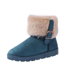 

Botas Mujer 2018Women's Winter Boots Flat Snow Boots Women's Buckle Ankle Boots Plus Velvet Cotton Shoes Ugged Women ShoesDX093