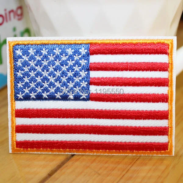 Wholesale Iron on America Flag Patch Embroidered Appliques US Patch