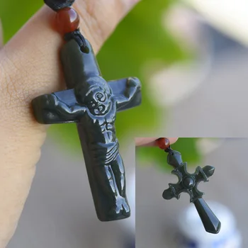 

H16#Hetian jade cross pendant black jade jade pendant