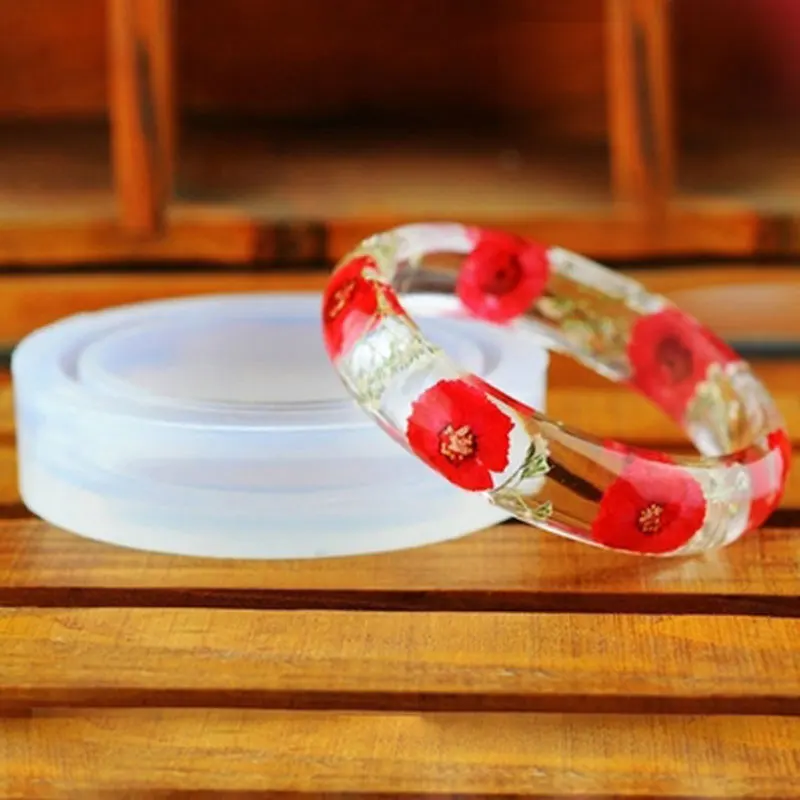 Clear Soft Silicone Round Mold Casting Resin Mould Bangle Bracelet Hand Resin Craft Jewelry DIY Making Mold