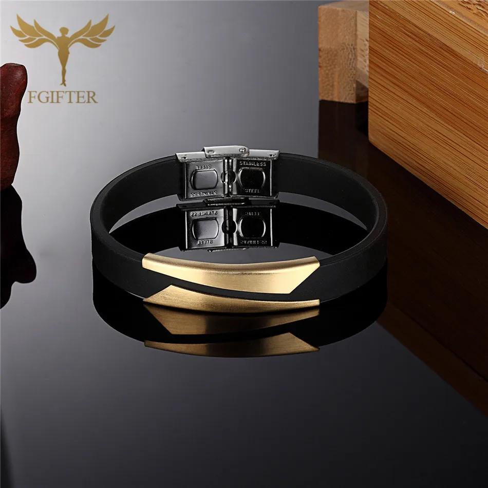 Ювелирные украшения Спортивные черные силиконовые браслеты для мужчин нержавеющая сталь Jewelry геометрический интимные аксессуары манжета браслет здоровья мужской