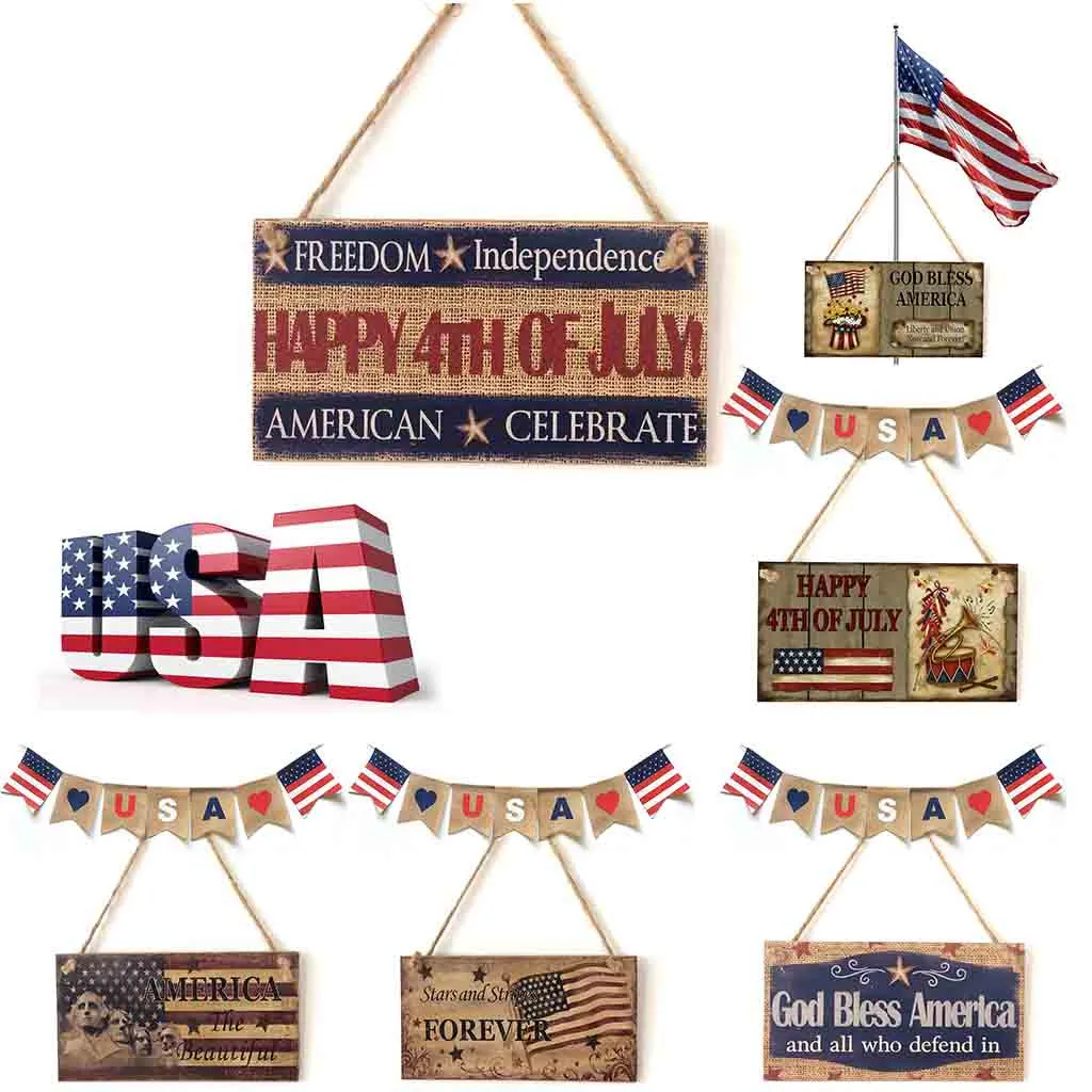 

American 4th of July Independence Day Wooden Plaque Sign God Bless America For American Independence Day Decor Festival Party