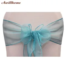 150 шт. Sash Председатель Обложка органза Бирюзовый органзы пояса