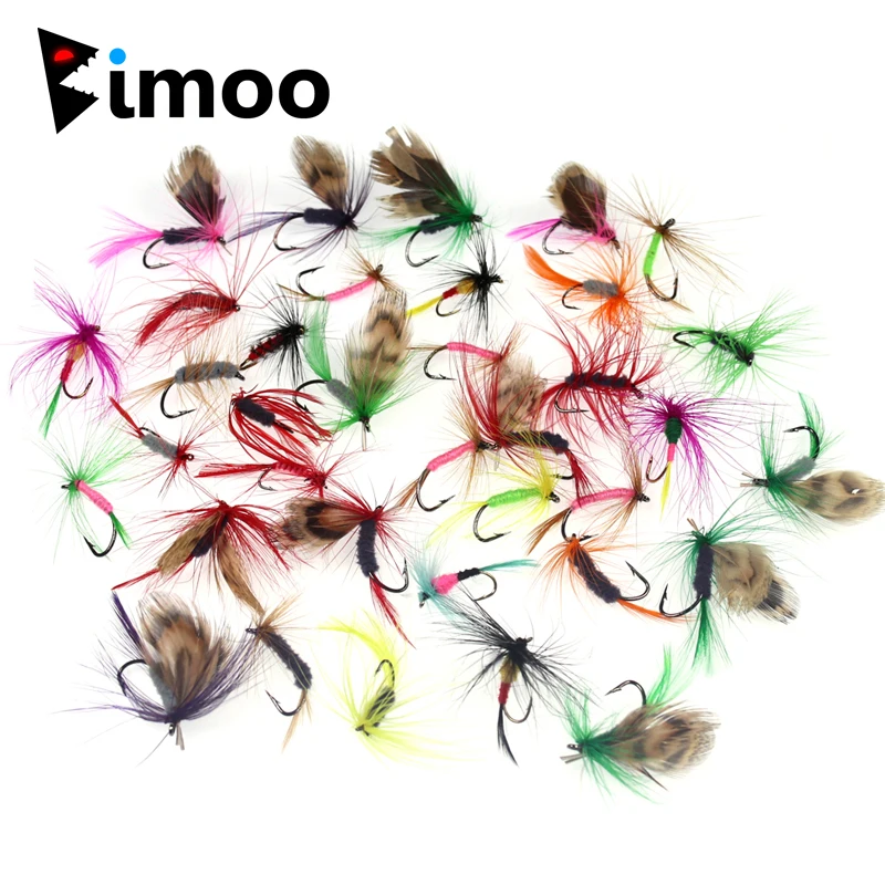 36PCS Multiple Color Dry Fly Wet Fly Nymph Worm Blue Gill Trout Fly