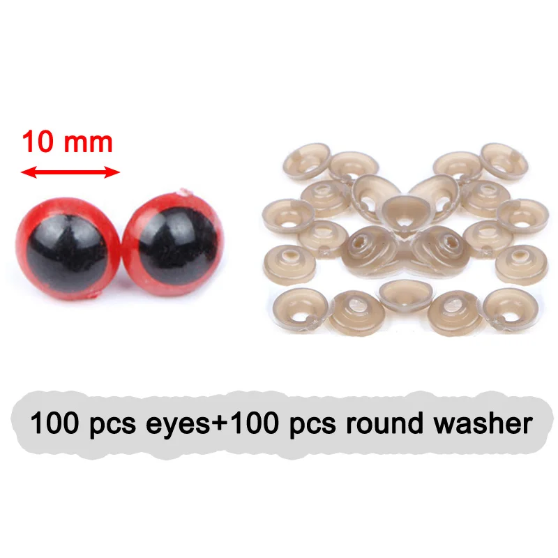 100PCS Colorful 10mm Plastic Safety DIY Doll Toy Eyes For Animal Puppet Crafts Amigurumi Bear Dolls Accessories with Washers doll accessories plush doll accessories doll eyes