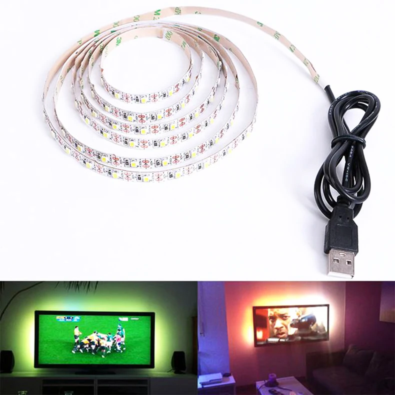 DC5V USB светодиодный светильник 2835 RGB гибкий 1 м 2 3 5 ТВ фоновый ing клейкая лента IP33/IP65