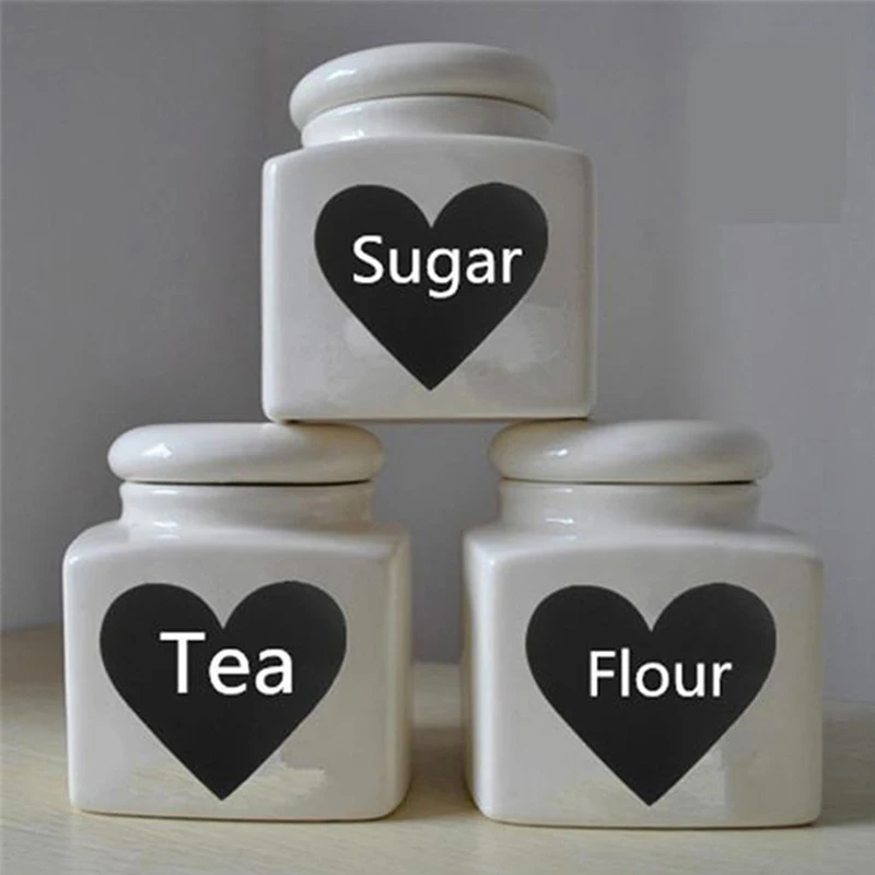 

Lovely Heart Style Kitchen Cup Bottle Decor Chalkboard Label 72Pcs Removable Wall Decal Stickers