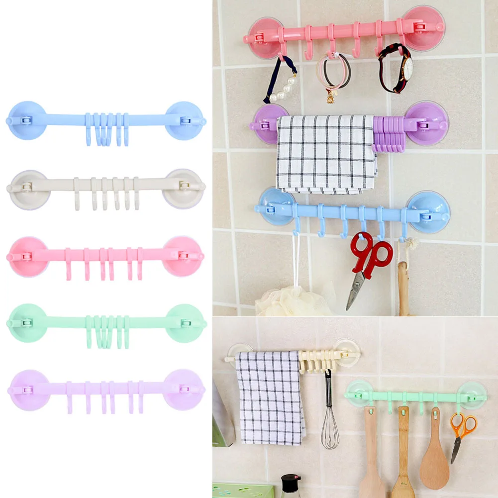 

Adjustable Strong Adhesive Hook Kitchen Wall Hanging 6 Even Row of Hooks Creative Bathroom nail-free Seamless Rack Hanger Hook