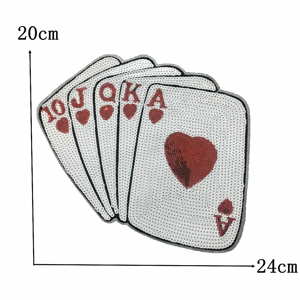 

2 Pieces/lot Sequins Poker Patches Iron on Clothes T-shirt Stickers 24 x 20 cm DIY Sewing Accessories Garment Sequined Applique