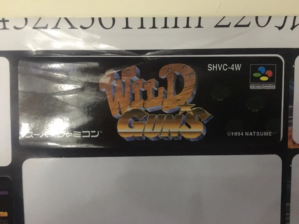 Наклейка для игры Wild Guns(японская версия NTSC