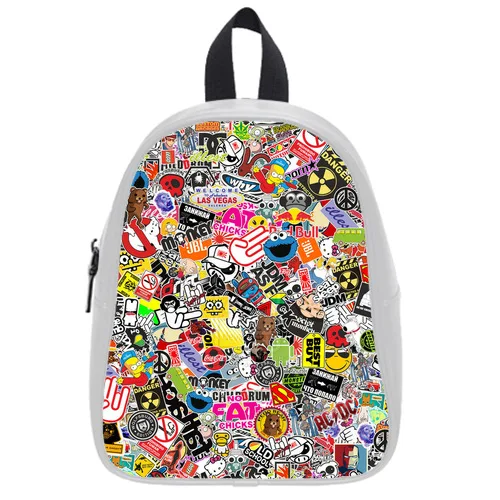 Original Kid School Bags Customized Sticker Bomb Leather Backpack Free