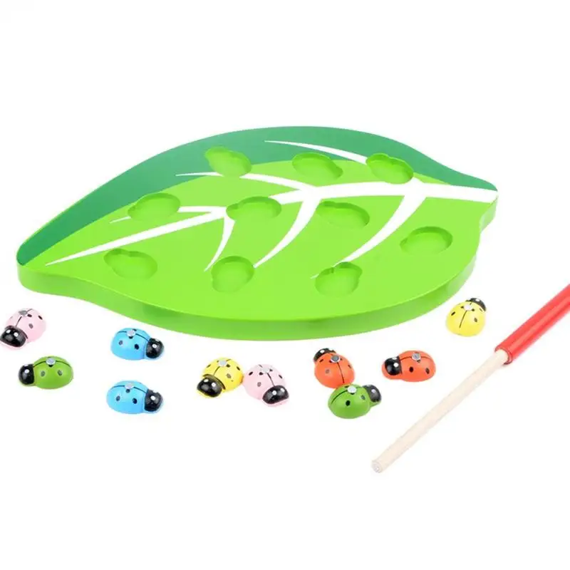 Интерактивная деревянная Магнитная Божья коровка ловушка для насекомых цветная форма образовательные игрушки родитель-ребенок игрушка Дети обучающий и образовательный инструмент