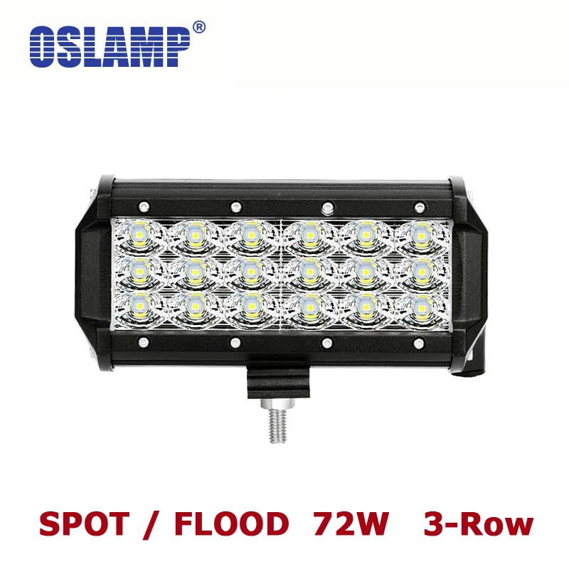 

Oslamp 72W 7" Led Chips Spot / Flood LED Work Light 12V 24V 6000K Led Auto Driving Lamp for PickUp Car SUV ATV RZR Wagon Camper
