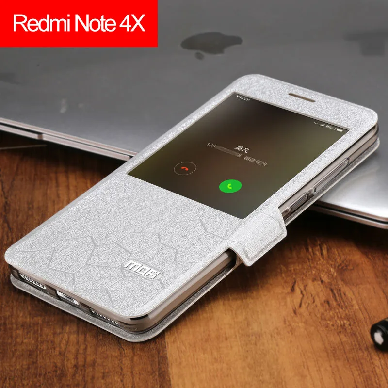 Xiaomi redmi Note 4x чехол MOFi redmi Note4x filp чехол силиконовый Xiomi redmi Note 4x 3g 32G Чехол-книжка кожаный флип-чехол - Цвет: Silver