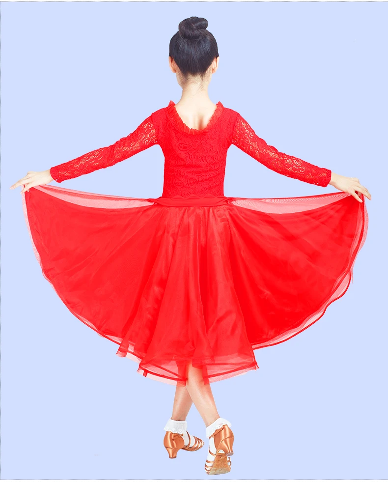 Бальные платья для танцев для девочек, кружевное платье из молочного волокна, стандартная Одежда для танцев, детское современное платье для соревнований по вальсу DNV10346
