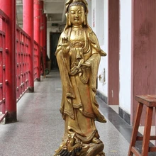 Фабрики Огромный Китай Buddhsim Поездка Дракон Ваза Кван-инь Бронзовая Статуя Гуаньинь Jingping