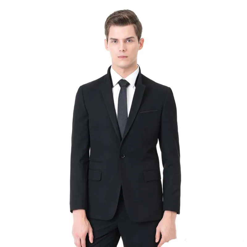 

2019 Newest Slim Fit Groom Tuxedos Groomsmen One Button Black Side Vent Wedding Best Man Suit Men's Suits(Jacket+Pants) terno