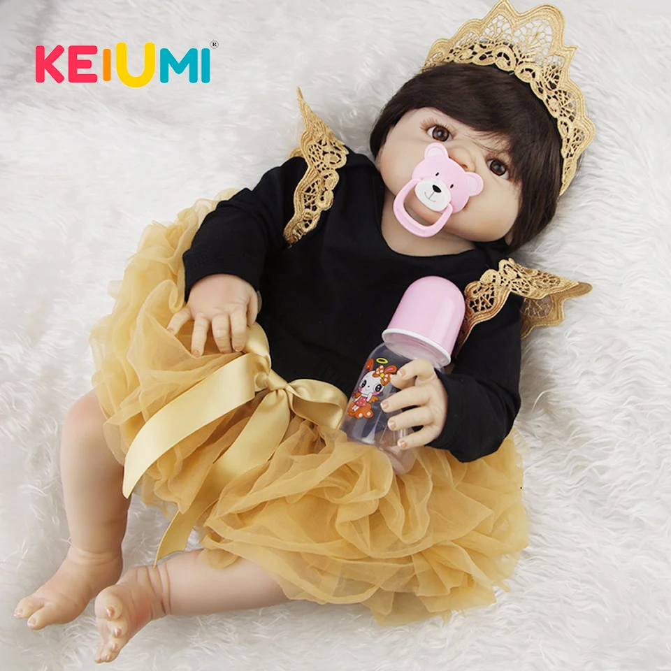 Lifelike 23'' Newborn Doll Can Bathe Full Silicone Vinyl Body Reborn