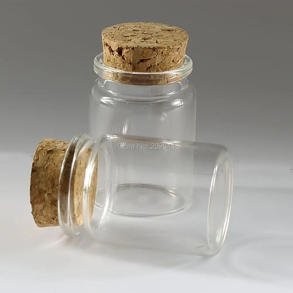 3pcs 35ml 37*50mm 1.46*1.96 in Small Glass Bottles Vials Jars With Cork