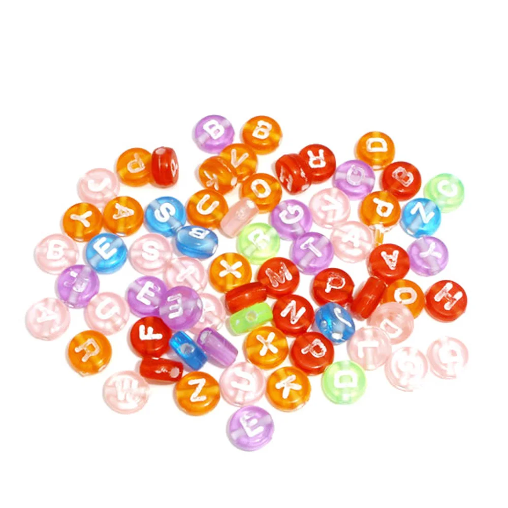100 шт Детские раннее изучение алфавита бусины акриловые DIY цифровые английские бусины, используемые для изготовления браслет с бусами своими руками ожерелья - Цвет: Многоцветный