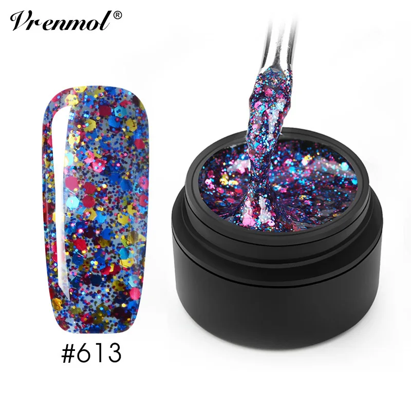 Vrenmol 20 цветов, блестящий 3D Алмазный гель для ногтей, кристаллический лак, дизайн ногтей canni, впитывающий гель Vernis Folie Lijm, маникюр - Цвет: 613