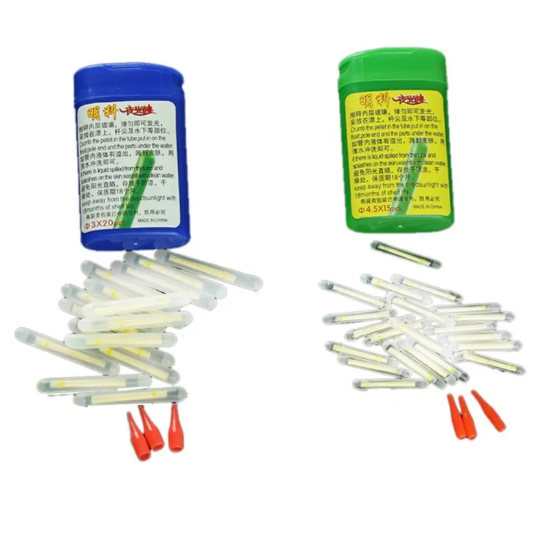 

Two Model 15Pcs 4.5x37mm /20Pcs 3*25mm Fishing Fluorescent Lightstick Light Night Float Rod Lights Dark Glow Stick Drop Shipping