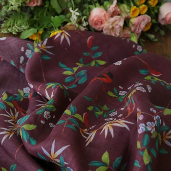 

Natural Ramie fabric Bird Purple Series tissu Fashion dress clothes patchwork