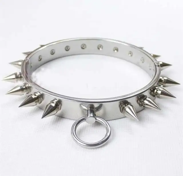 stainless steel locking steel collar barbed bdsm collar sex collars