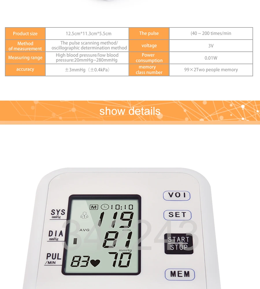 Pelvifine Домашний медицинский цифровой Lcd верхний монитор артериального давления на руку измеритель сердечного ритма машина тонометр измерительный автоматический