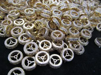 

wholesale 12pcs 8-12mm Micro Crystal Pave Diamond Rondelle Hexgon white Silver Gunmetal Gold Jewelry Spacer Jewelry beads high q