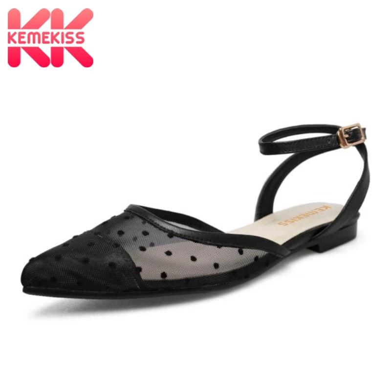 

KemeKiss Size 34-43 Ladies Flats Sandals Ankle Strap Pointed Toe Women Sandals Lace Quality Sweet Elegant Shoes Party Footwear