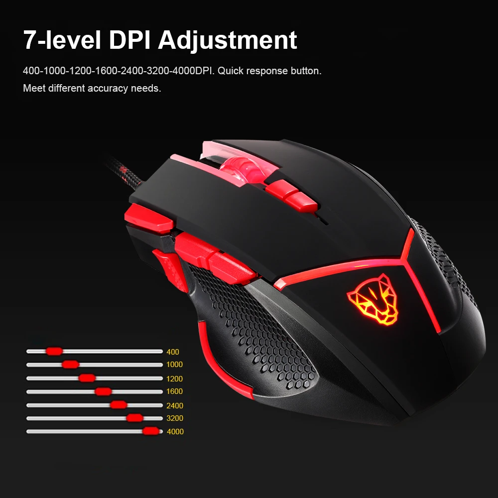 Motospeed Проводная игровая мышь 4000DPI 9 кнопок оптические мыши с набором для настройки