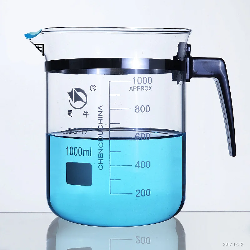 1000ml Laboratory Glass Measuring Beaker with Spout Borosilicate