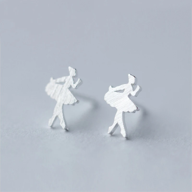 

MloveAcc 100% 925 Sterling Silver Women Fashion Cute Tiny Ballet Dancer Stud Earrings Gift for School Girls Daughter's Gift